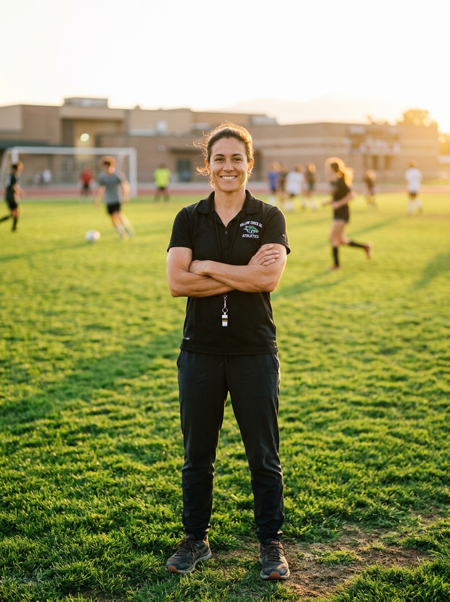Portrait of Athletics Director Sam Ortiz on the field